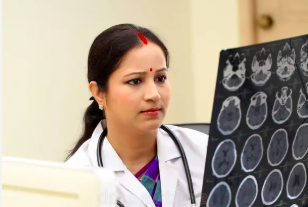 Doctor reviewing scans